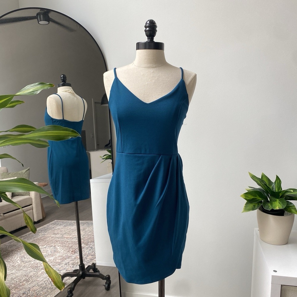 Lulus Forever Your Girl Teal Blue Bodycon Dress Size Medium Homecoming Dance - Picture 1 of 8
